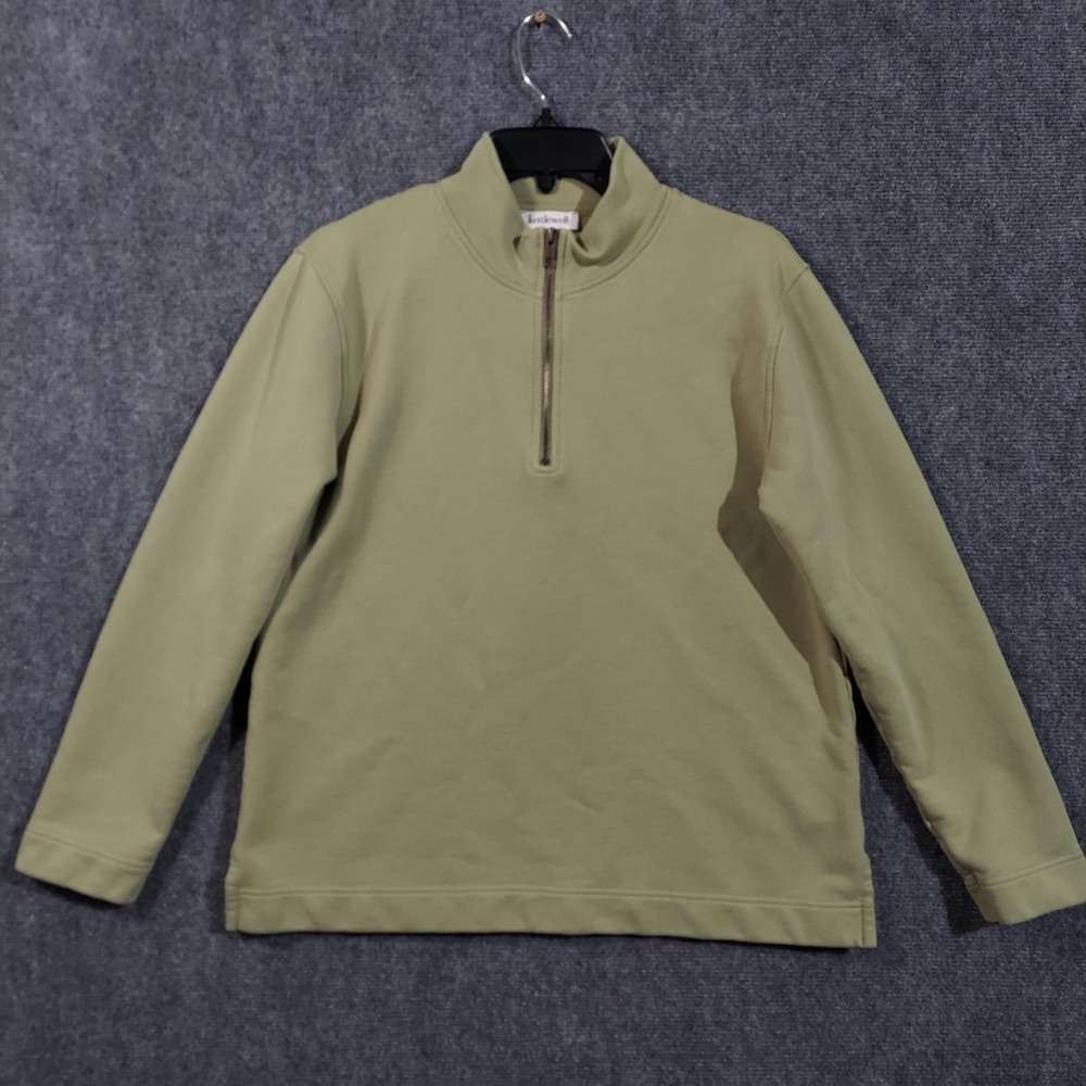 Kettlewell Sweater Womens Large Green 1/4 Zip Mock Neck Cotton‎ Knit Pullover